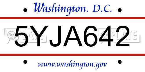 5YJA642 District Of Columbia License Plate