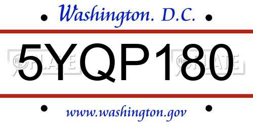 5YQP180 District Of Columbia License Plate