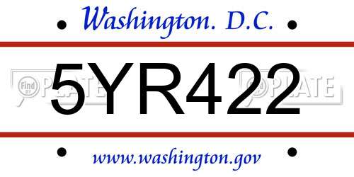 5YR422 District Of Columbia License Plate
