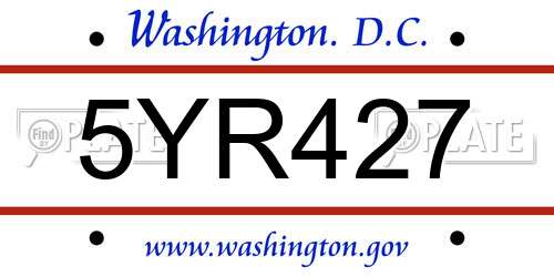 5YR427 District Of Columbia License Plate