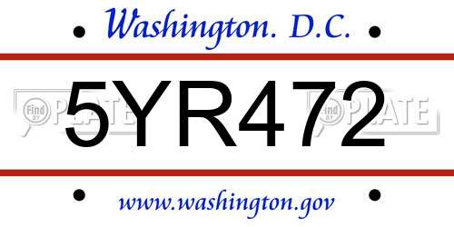 5YR472 District Of Columbia License Plate