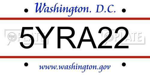 5YRA22 District Of Columbia License Plate
