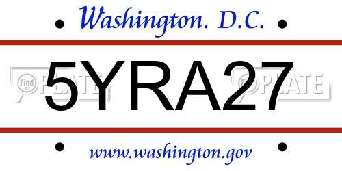 5YRA27 District Of Columbia License Plate