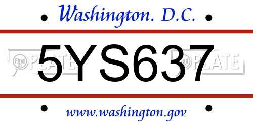 5YS637 District Of Columbia License Plate