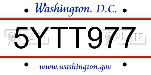 5YTT977 District Of Columbia License Plate