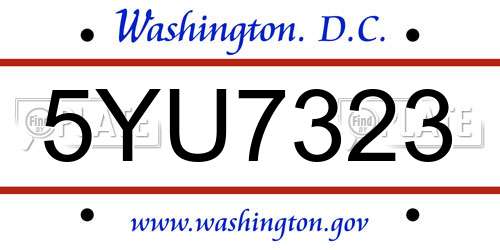 5YU7323 District Of Columbia License Plate