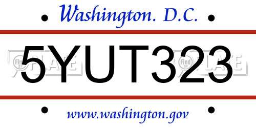 5YUT323 District Of Columbia License Plate