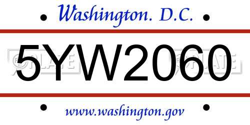 5YW2060 District Of Columbia License Plate