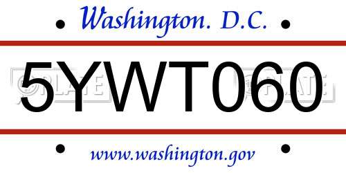 5YWT060 District Of Columbia License Plate
