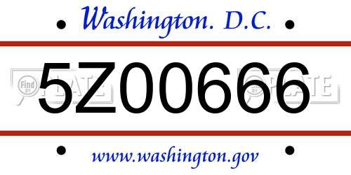 5Z00666 District Of Columbia License Plate