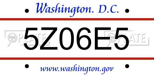 5Z06E5 District Of Columbia License Plate