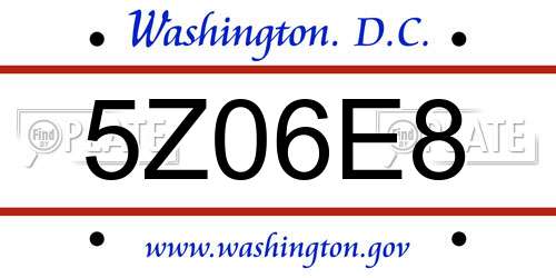5Z06E8 District Of Columbia License Plate