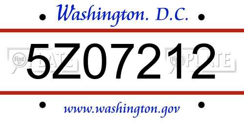 5Z07212 District Of Columbia License Plate