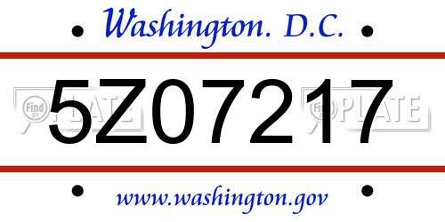 5Z07217 District Of Columbia License Plate
