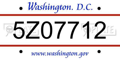 5Z07712 District Of Columbia License Plate