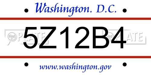 5Z12B4 District Of Columbia License Plate