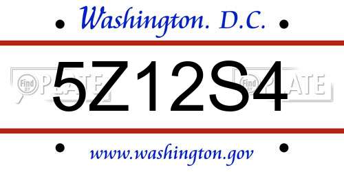 5Z12S4 District Of Columbia License Plate