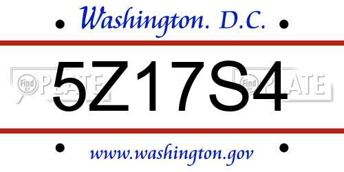 5Z17S4 District Of Columbia License Plate