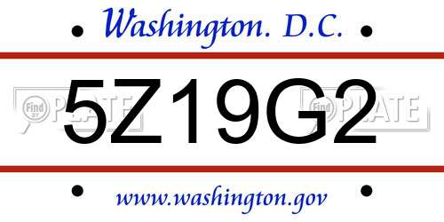 5Z19G2 District Of Columbia License Plate