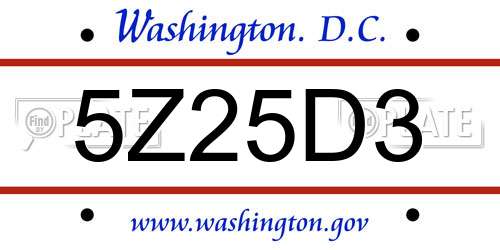 5Z25D3 District Of Columbia License Plate