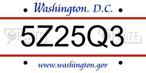 5Z25Q3 District Of Columbia License Plate