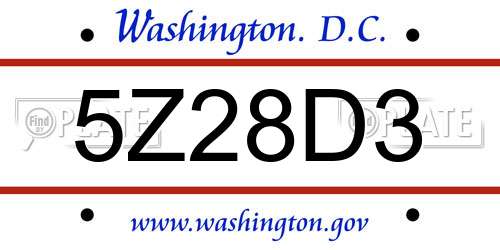 5Z28D3 District Of Columbia License Plate