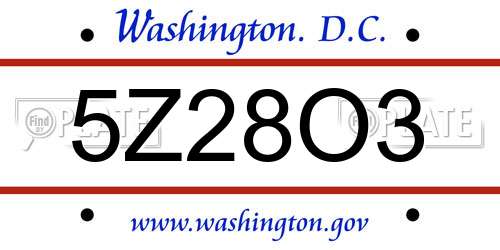 5Z28O3 District Of Columbia License Plate
