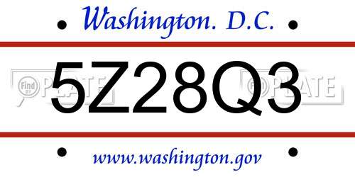 5Z28Q3 District Of Columbia License Plate