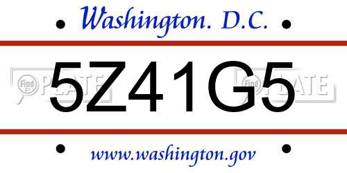 5Z41G5 District Of Columbia License Plate