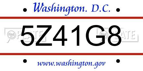 5Z41G8 District Of Columbia License Plate