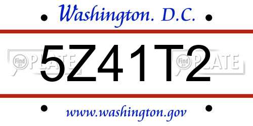 5Z41T2 District Of Columbia License Plate