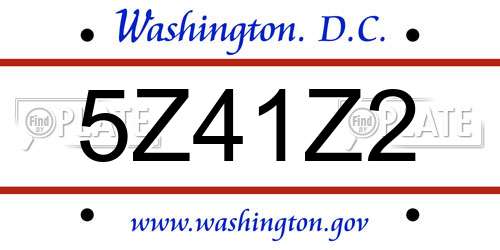 5Z41Z2 District Of Columbia License Plate