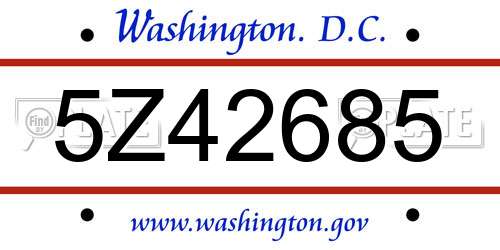 5Z42685 District Of Columbia License Plate