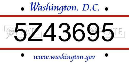 5Z43695 District Of Columbia License Plate