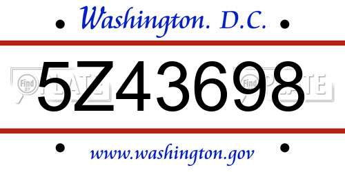 5Z43698 District Of Columbia License Plate