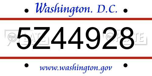5Z44928 District Of Columbia License Plate