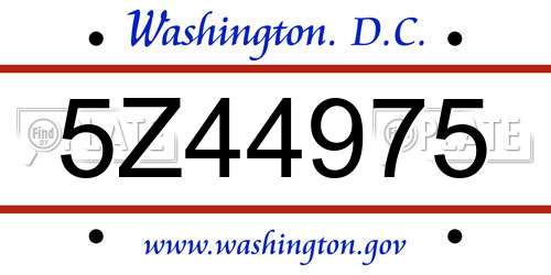 5Z44975 District Of Columbia License Plate