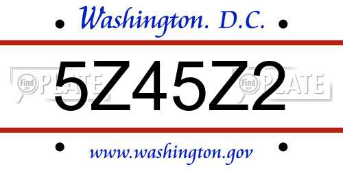 5Z45Z2 District Of Columbia License Plate