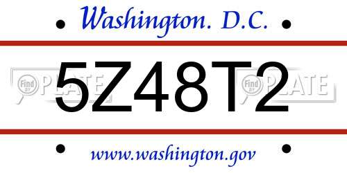 5Z48T2 District Of Columbia License Plate