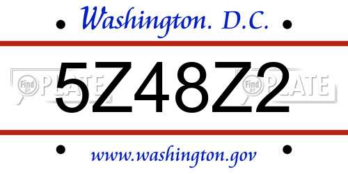 5Z48Z2 District Of Columbia License Plate