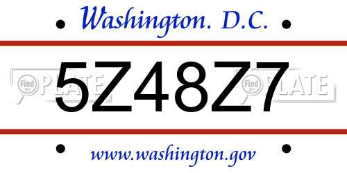 5Z48Z7 District Of Columbia License Plate