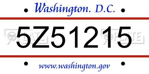 5Z51215 District Of Columbia License Plate