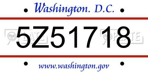5Z51718 District Of Columbia License Plate