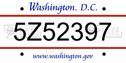 5Z52397 District Of Columbia License Plate