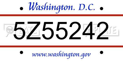 5Z55242 District Of Columbia License Plate
