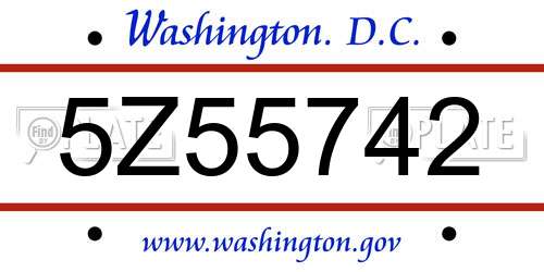 5Z55742 District Of Columbia License Plate