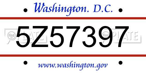 5Z57397 District Of Columbia License Plate