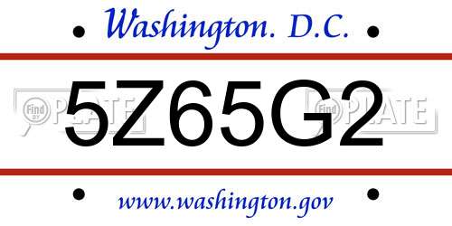 5Z65G2 District Of Columbia License Plate
