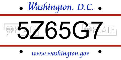 5Z65G7 District Of Columbia License Plate