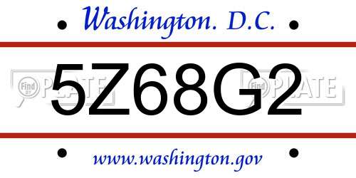 5Z68G2 District Of Columbia License Plate